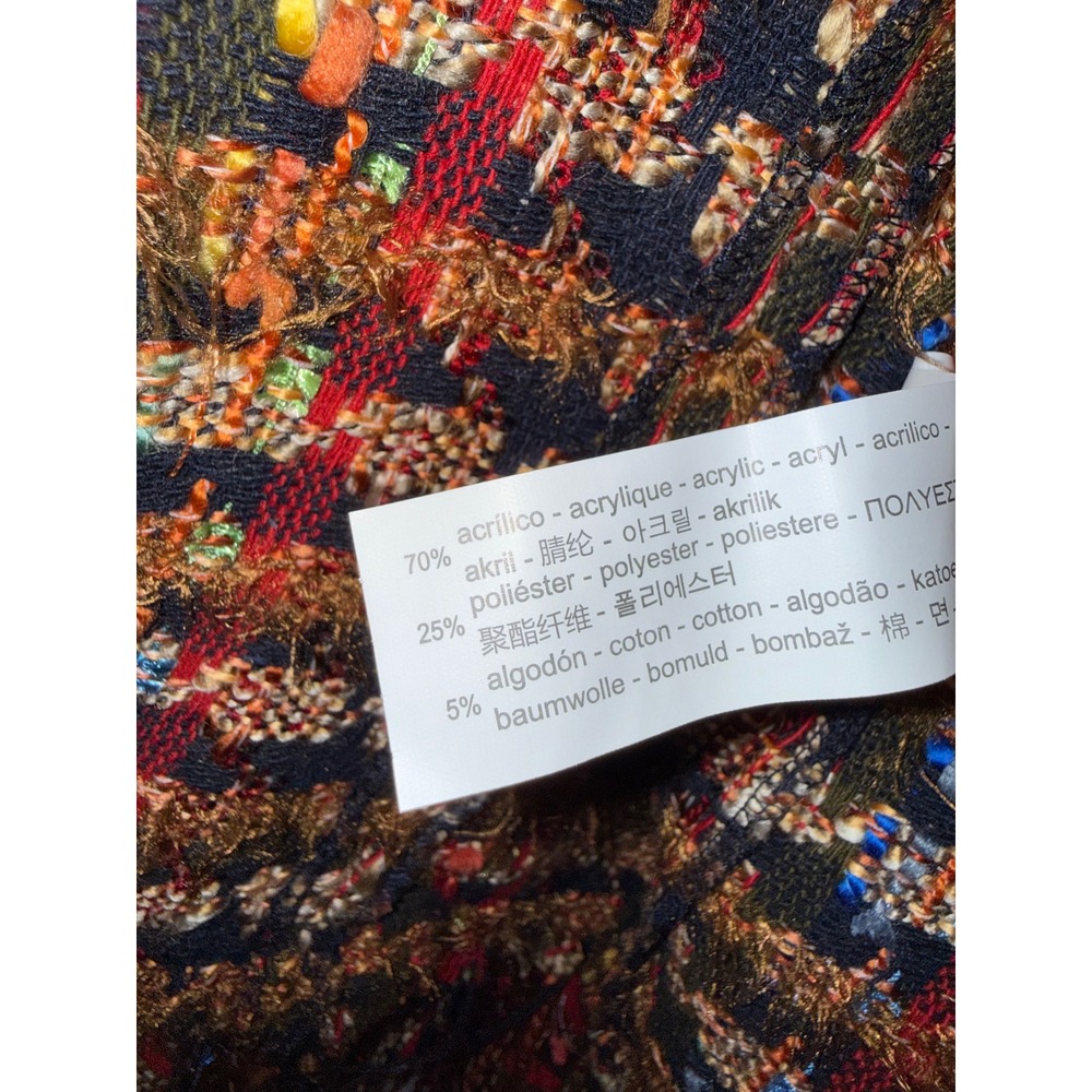 Zara Tweed Jacket Women Large Multicolor NWT Fringe Open Front Boho Chic Blazer - Picture 9 of 9